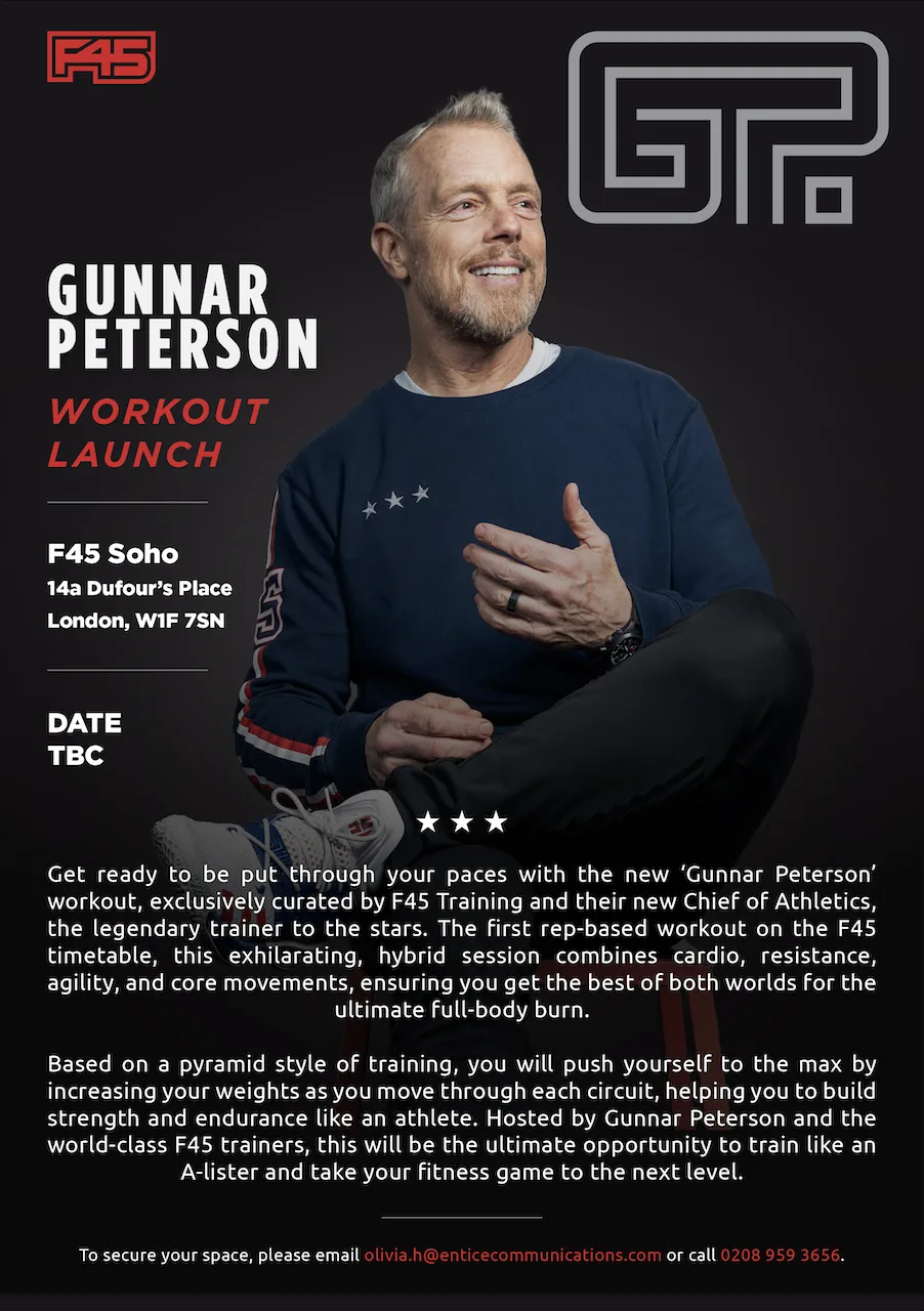 Gunnar Peterson workout launch invite