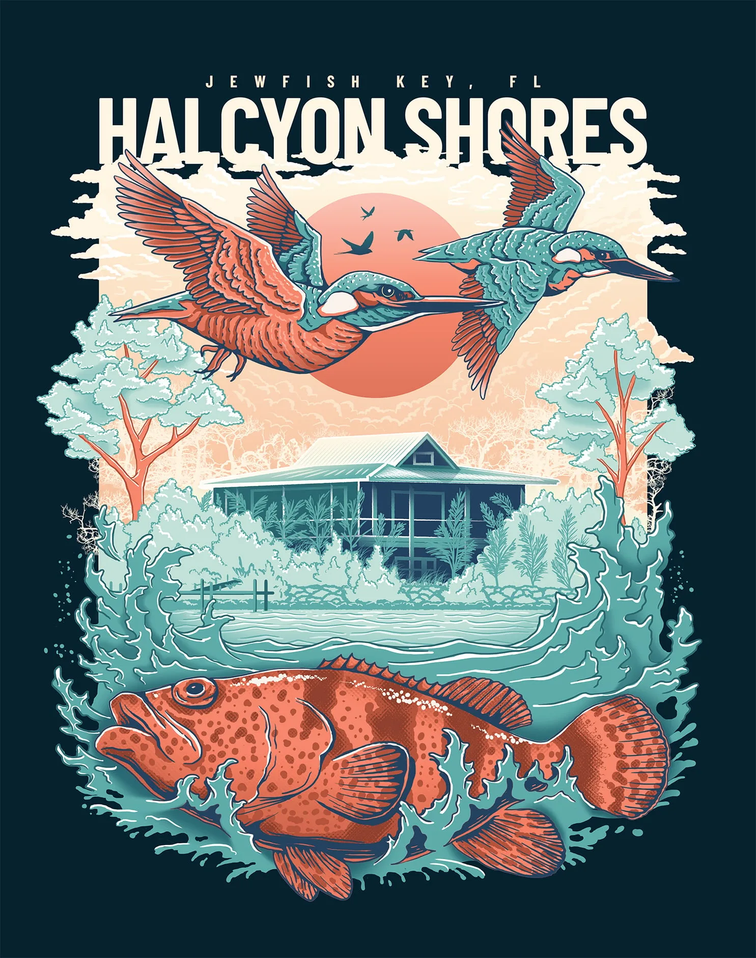 Halcyon Shores poster — navy