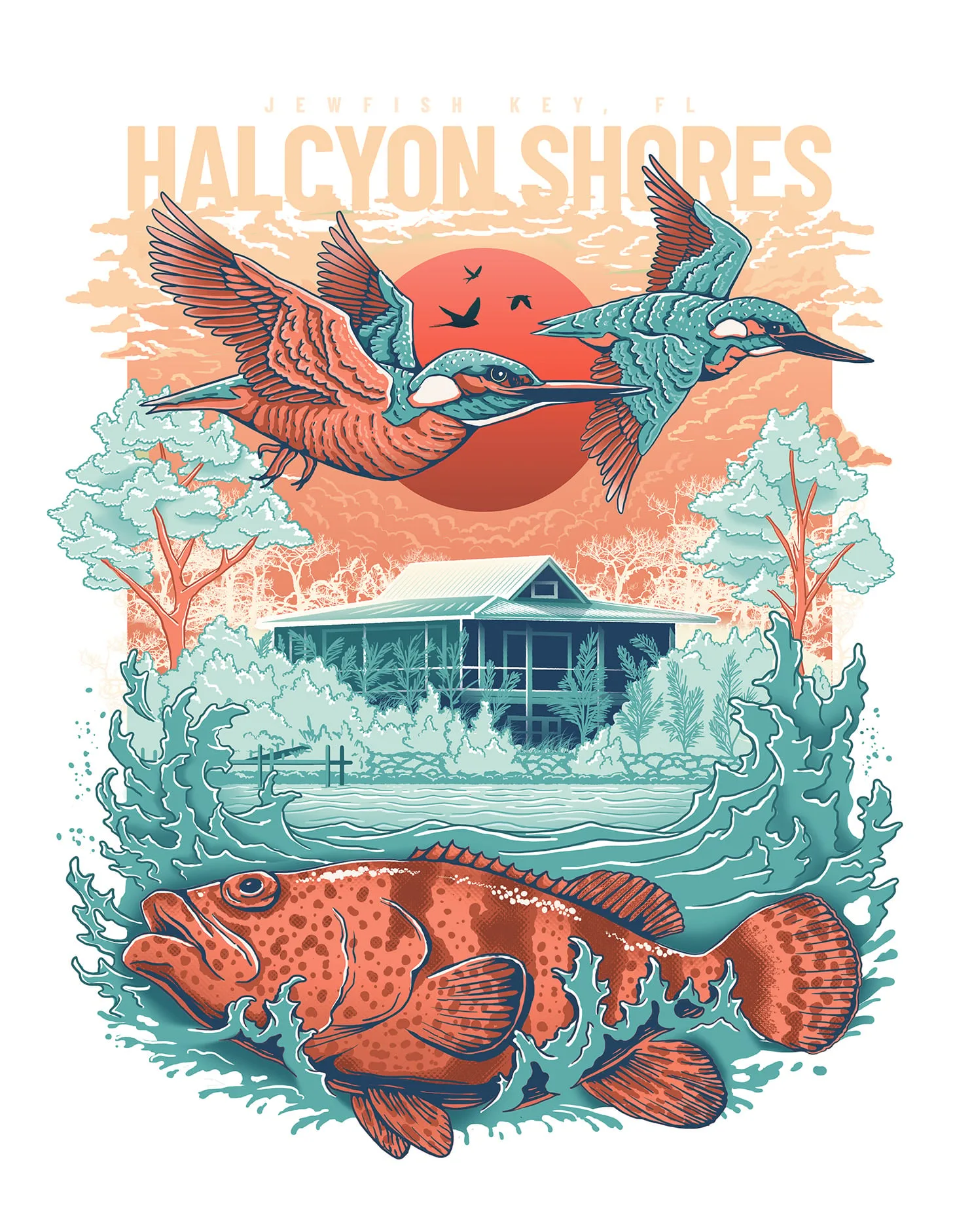 Halcyon Shores poster — cream
