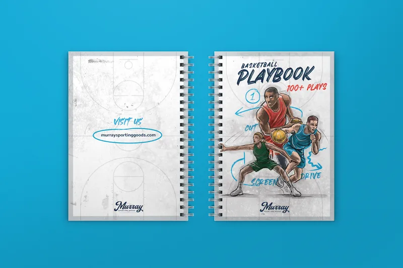 Playbook spiral notebook mockup — blue