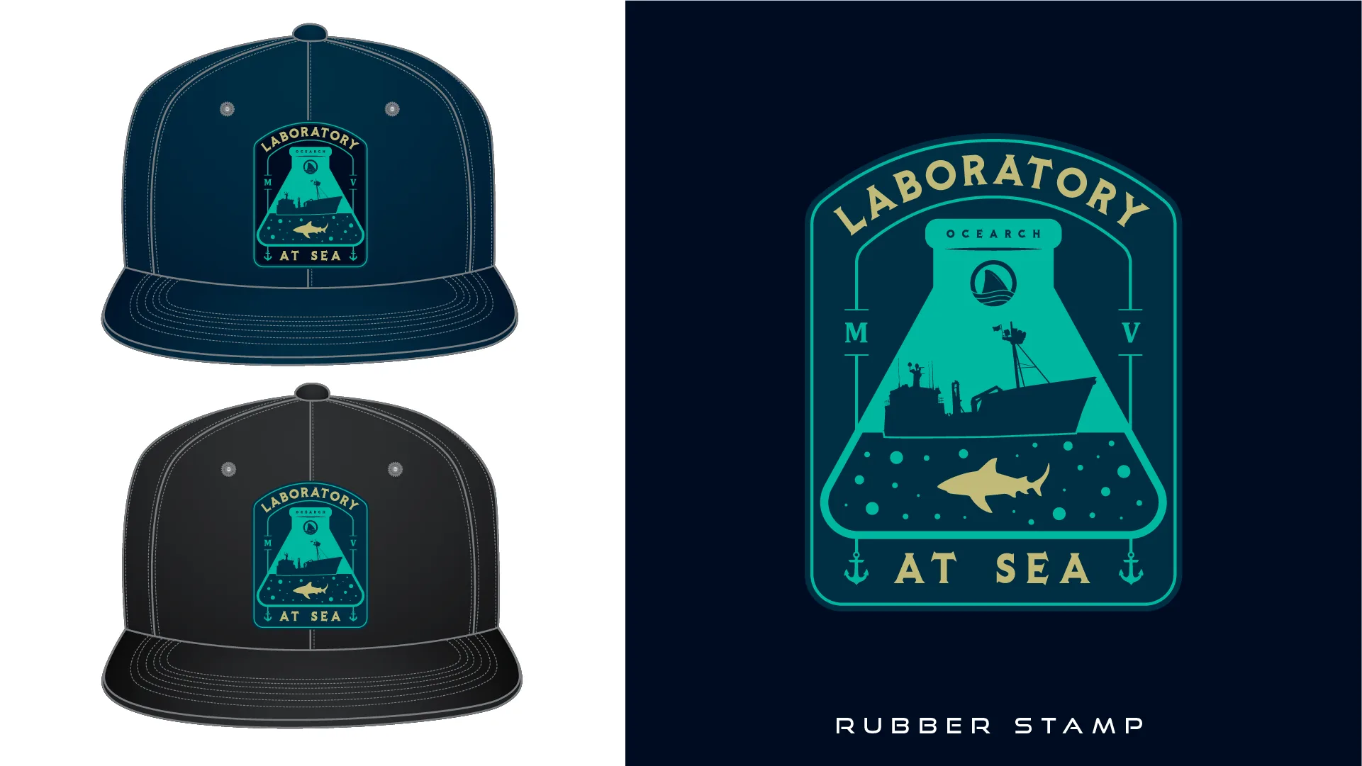 Laboratory at Sea rubber stamp caps