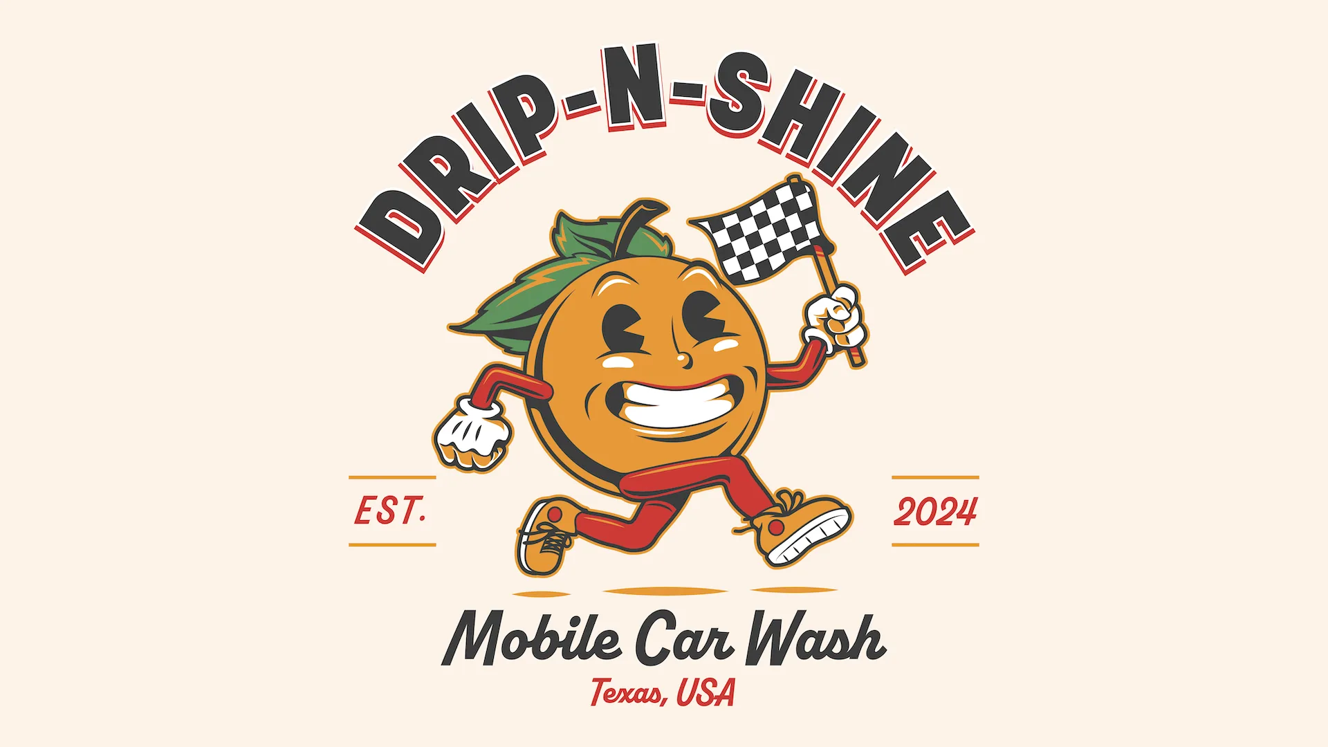 Drip-N-Shine mobile car wash mascot logo